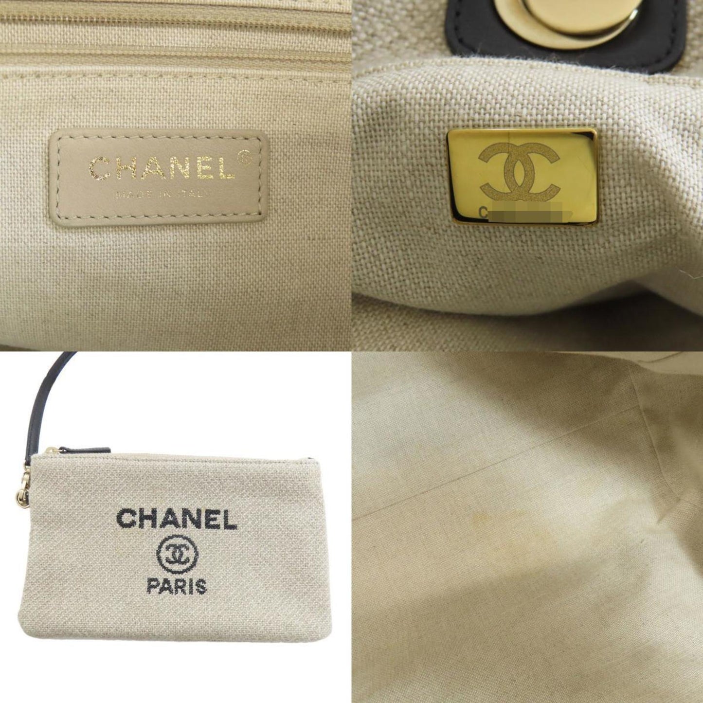 Chanel Sac Deauville en toile beige