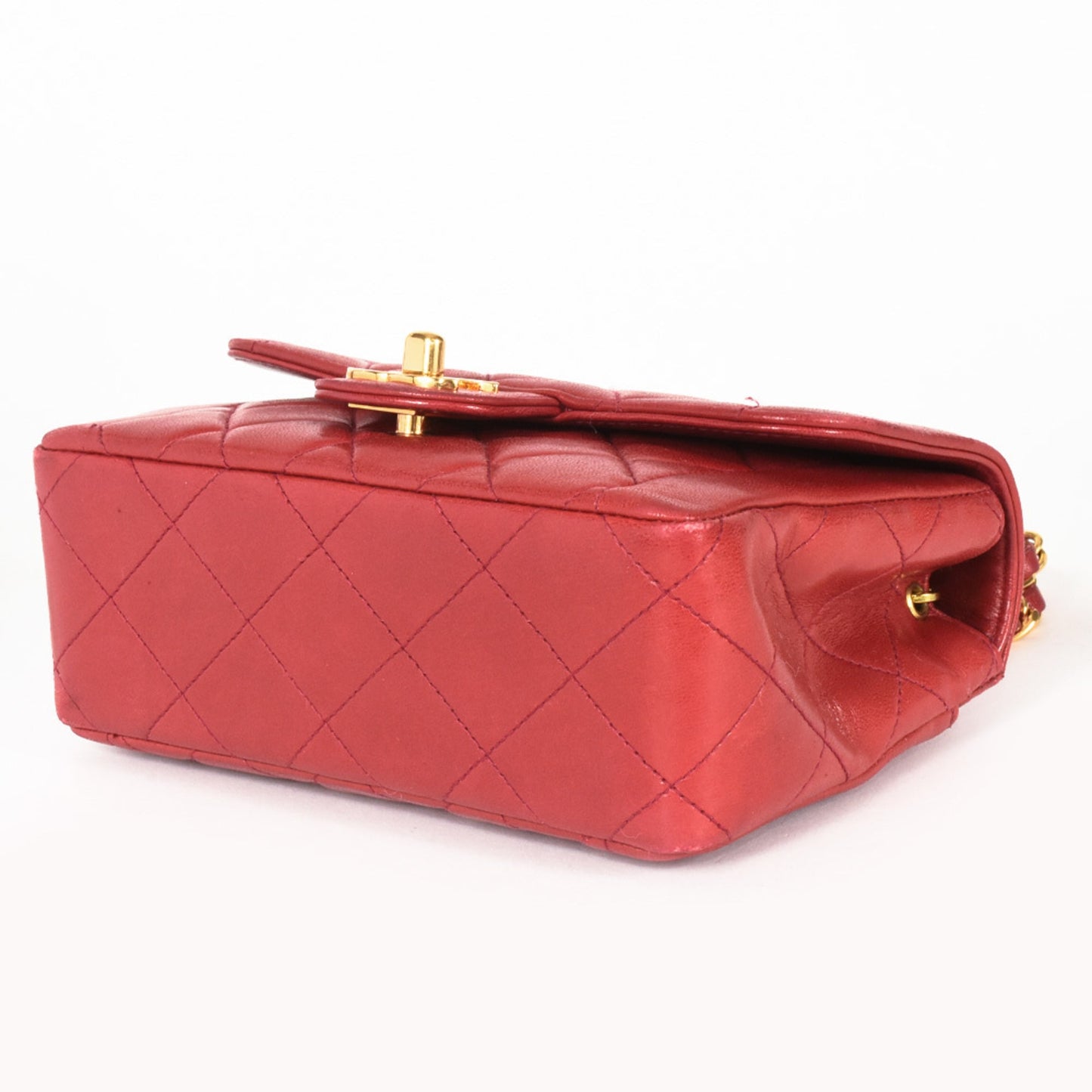 Chanel Sac Single Flap en cuir rouge