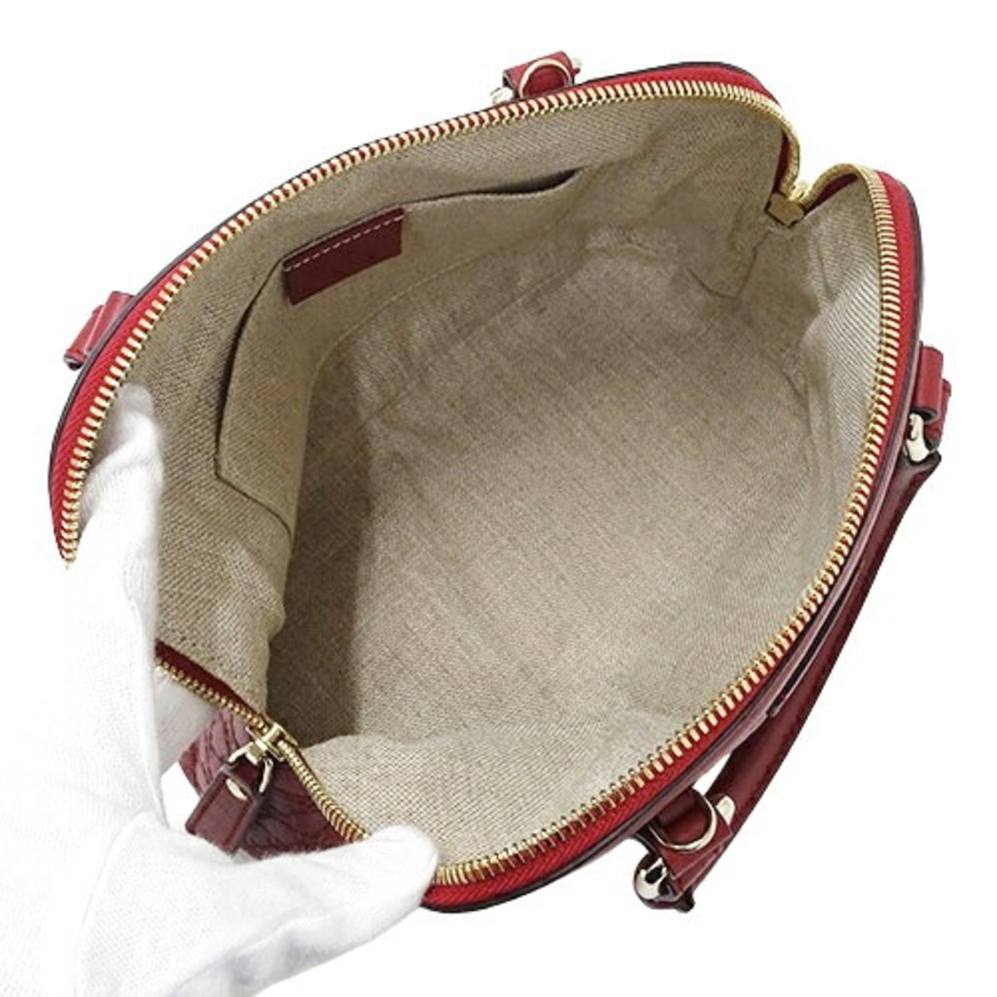 GUCCI Bag Women's Handbag Shoulder 2way Micro GG Shima Leather Red Crossbody
