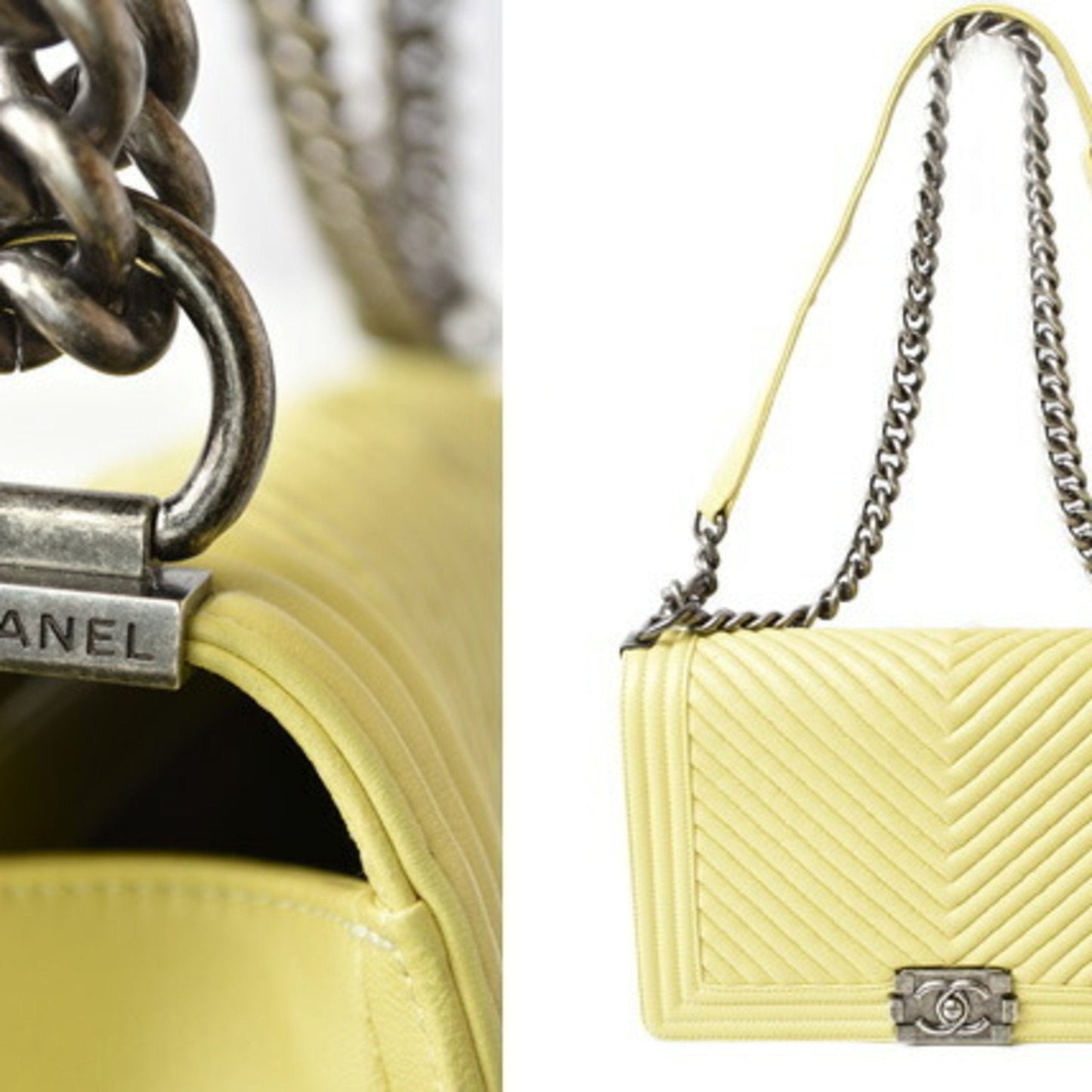 Chanel Sac Boy en cuir jaune