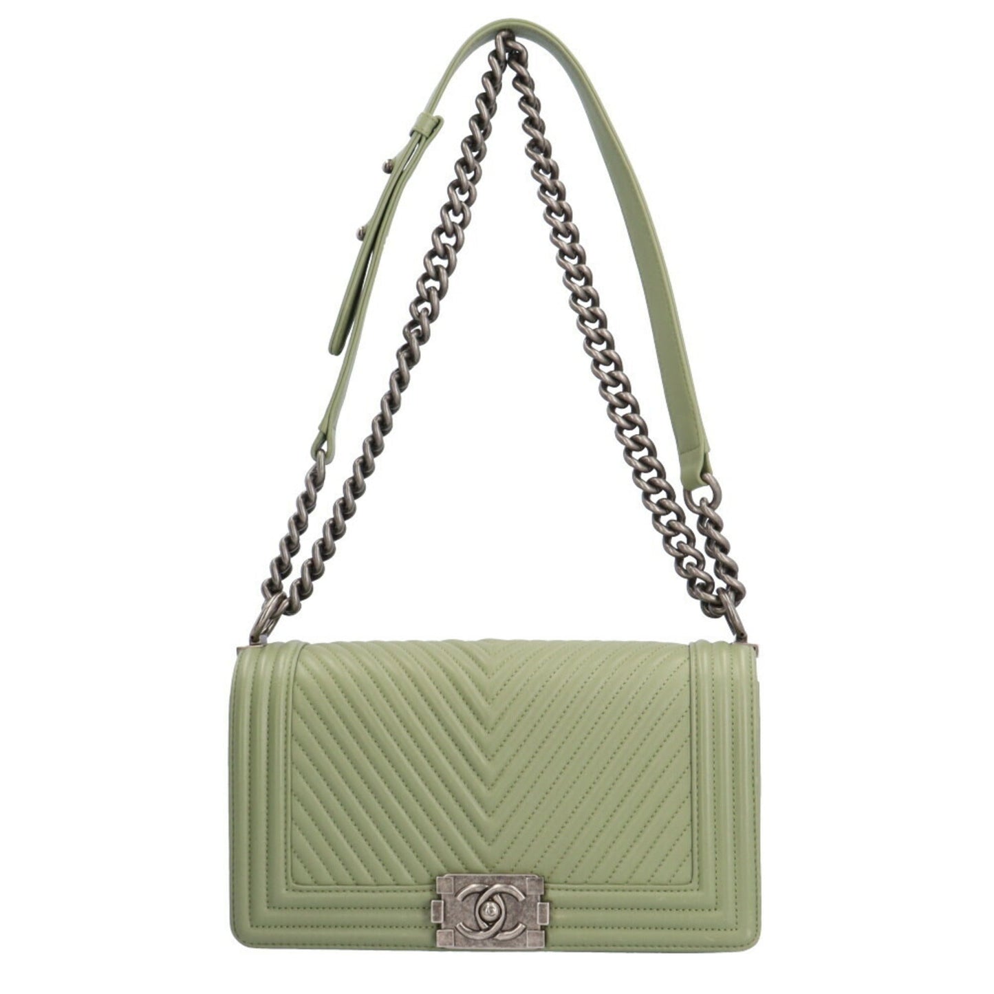 Chanel Sac Boy en cuir vert