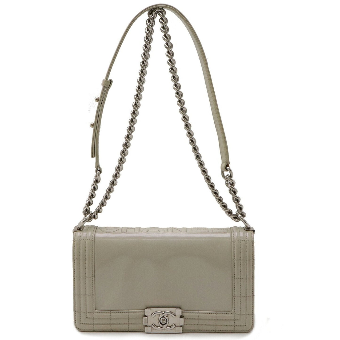 Chanel Sac Boy en cuir gris