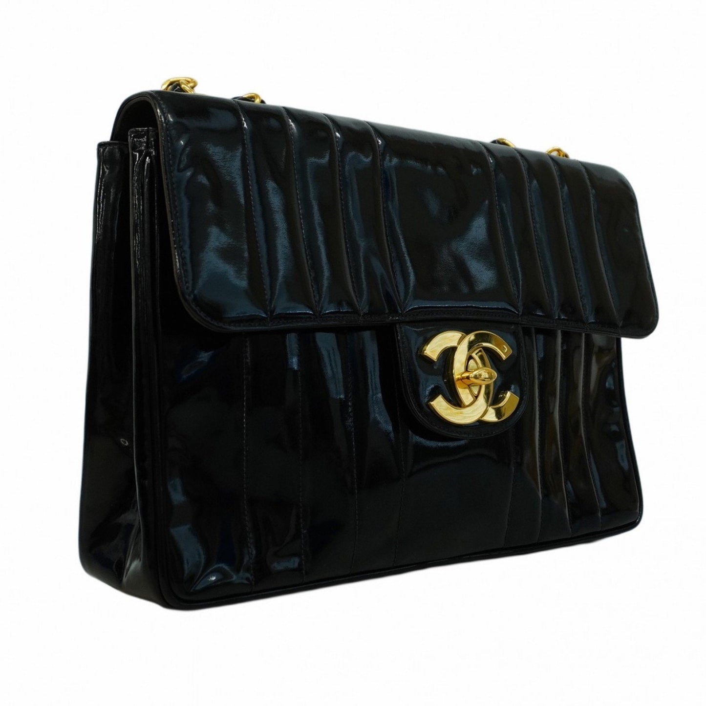 Chanel Sac Mademoiselle en cuir verni noir