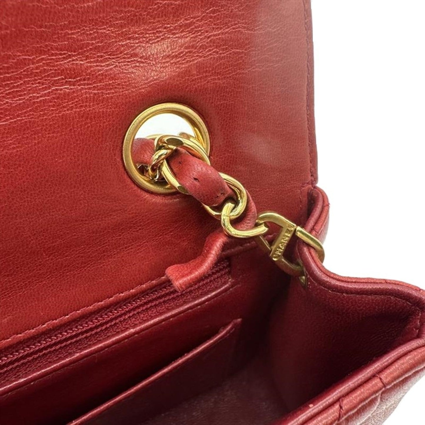 Chanel Sac Single Flap en cuir rouge