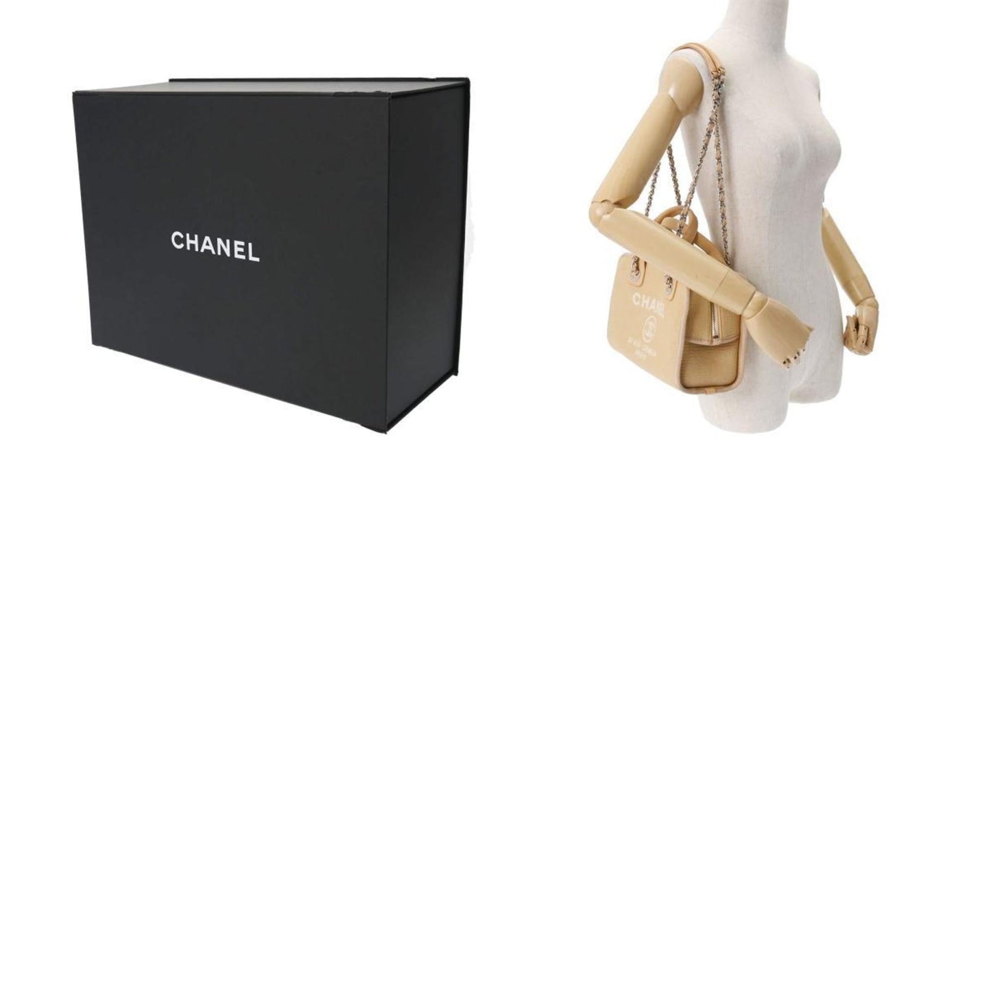 Chanel Sac Deauville en toile beige