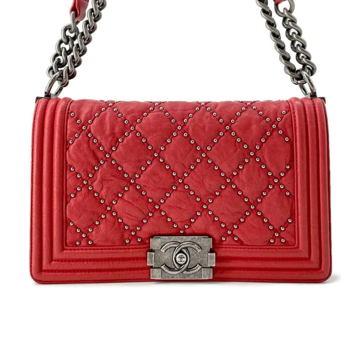 Chanel Sac Boy en cuir rouge