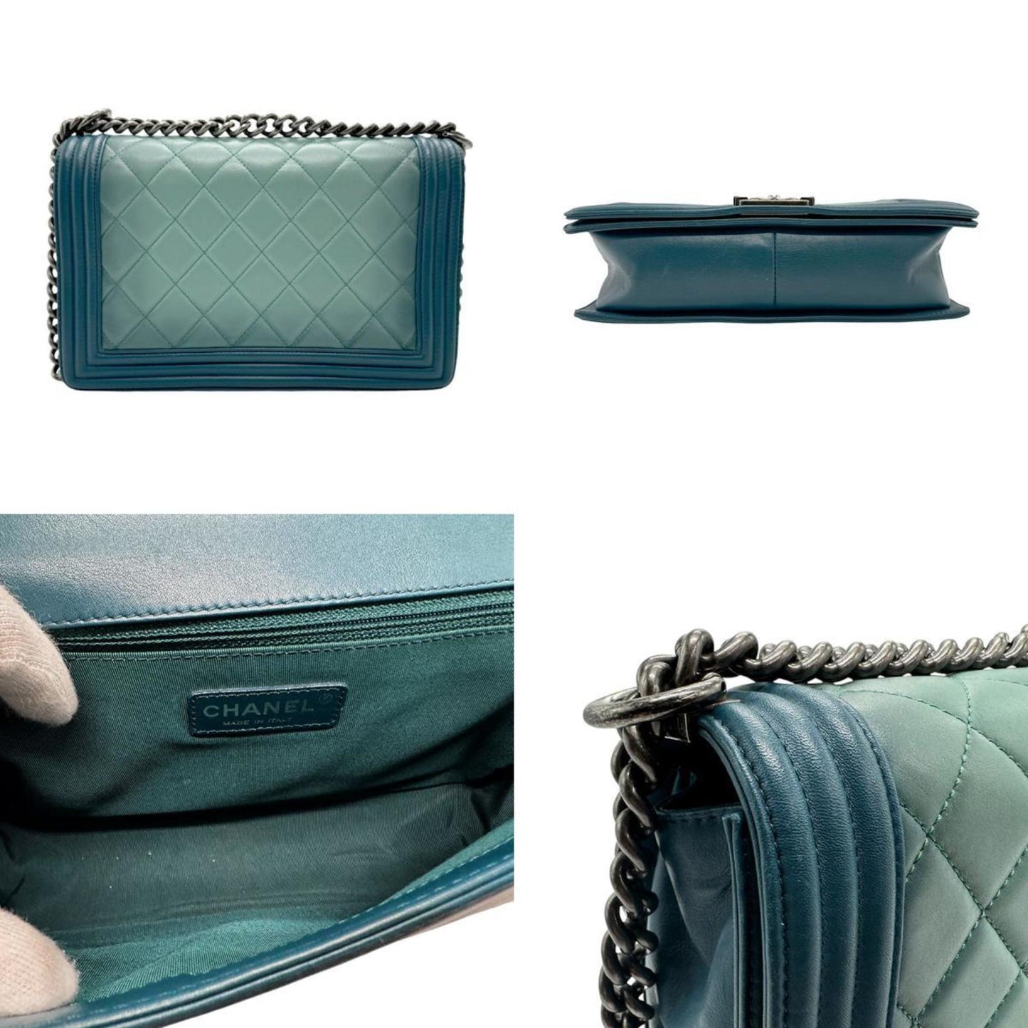 Chanel Sac Boy en cuir vert