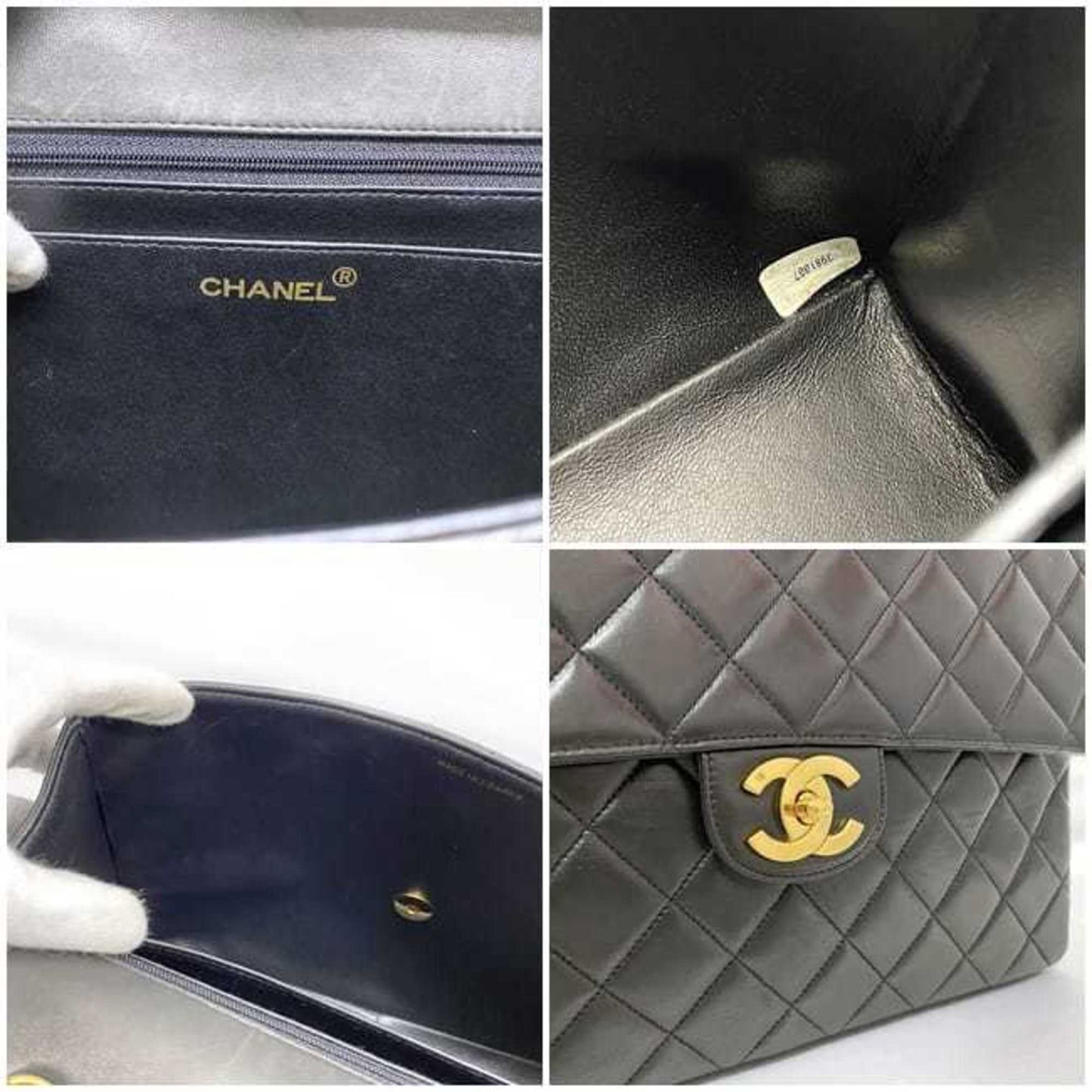 Chanel Sac Chain Flap en cuir noir