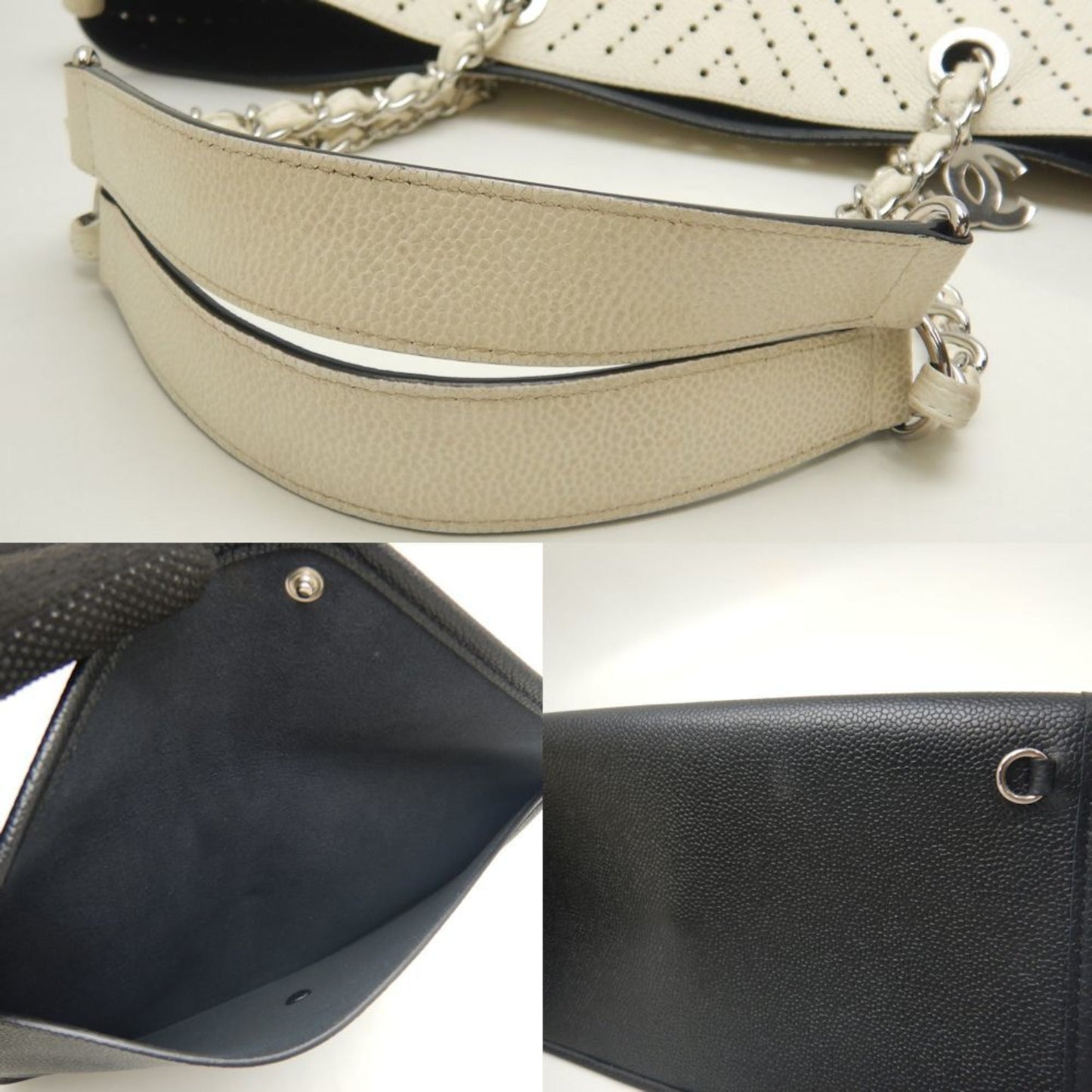 Chanel Sac Chain Tote en cuir caviar gris