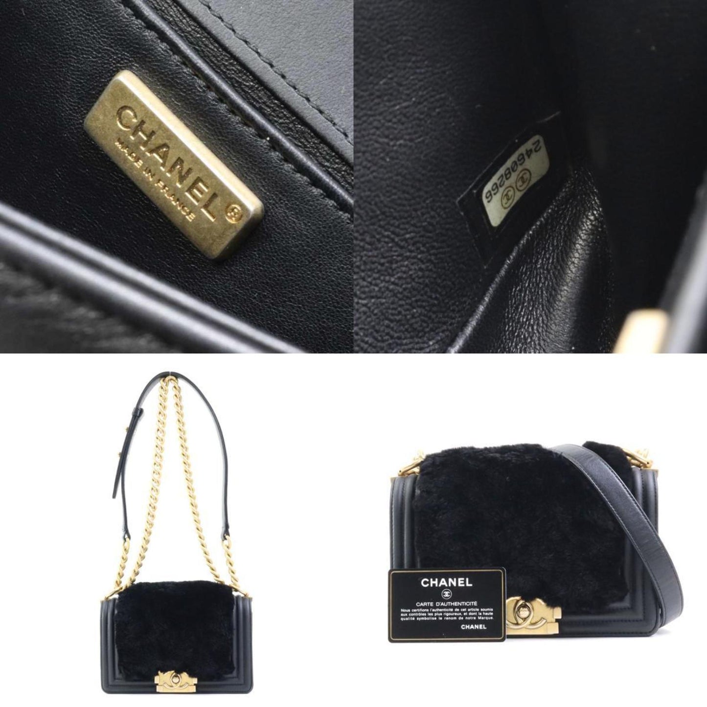 Chanel Sac Boy en fourrure noir