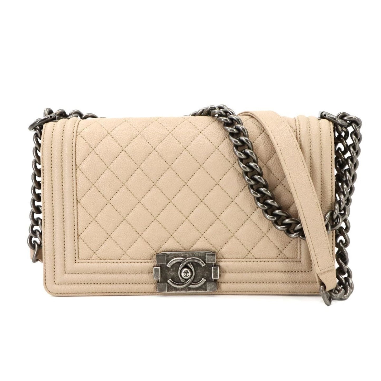 Chanel Sac Boy en cuir caviar beige