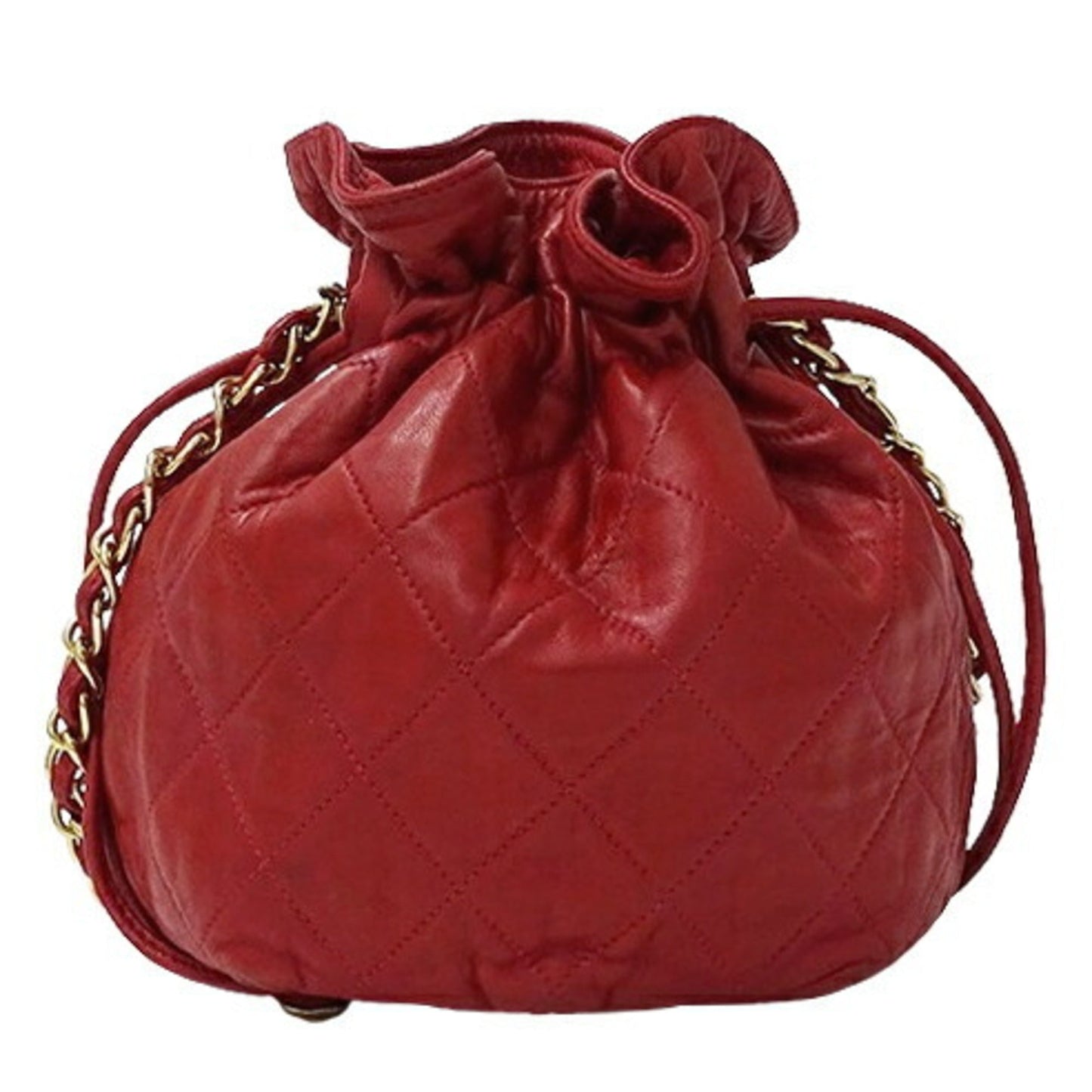 Chanel Sac Bucket en cuir rouge