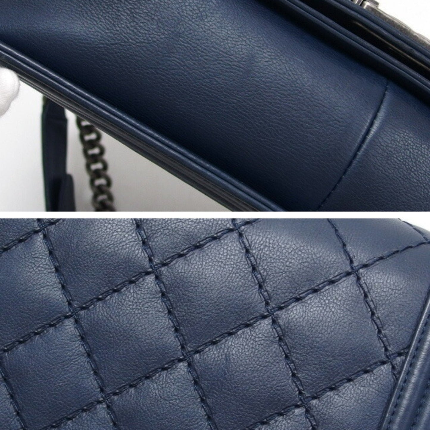 Chanel Sac Boy en cuir bleu