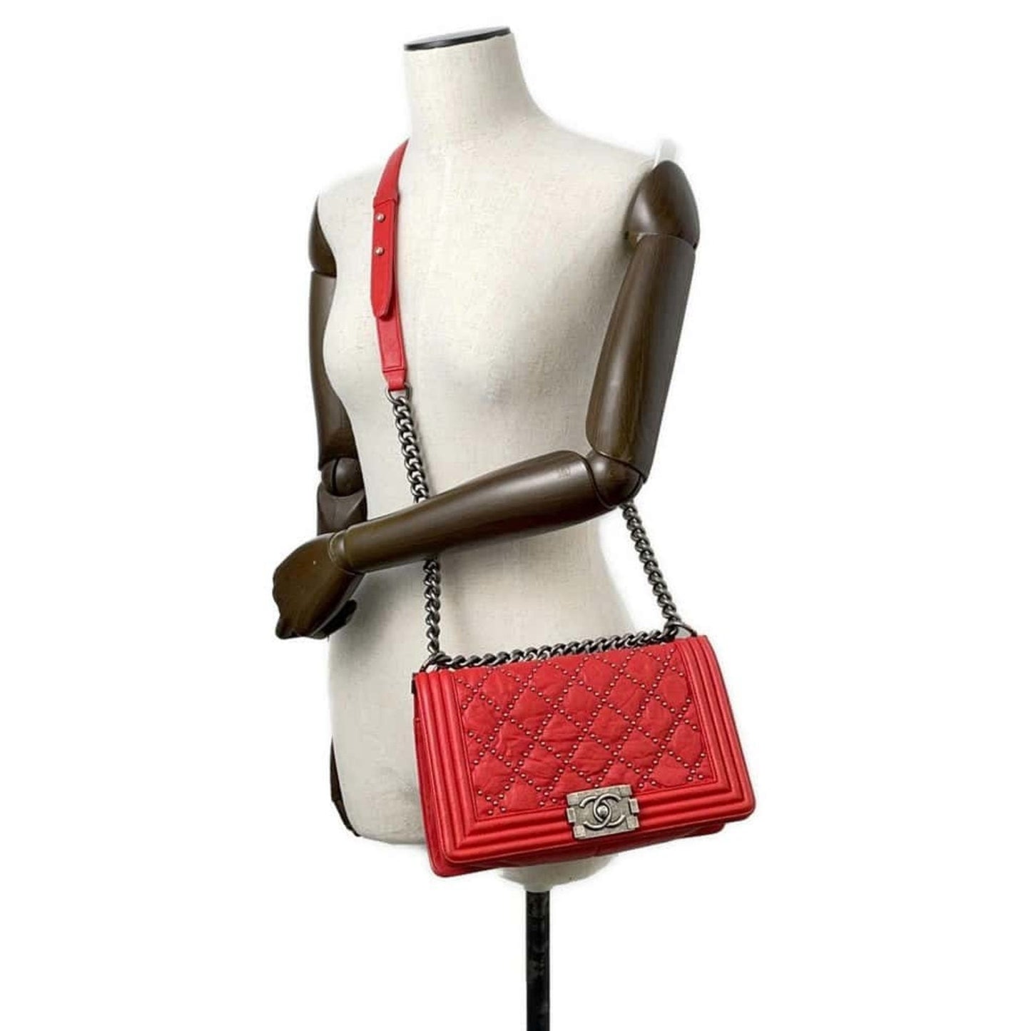 Chanel Sac Boy en cuir rouge