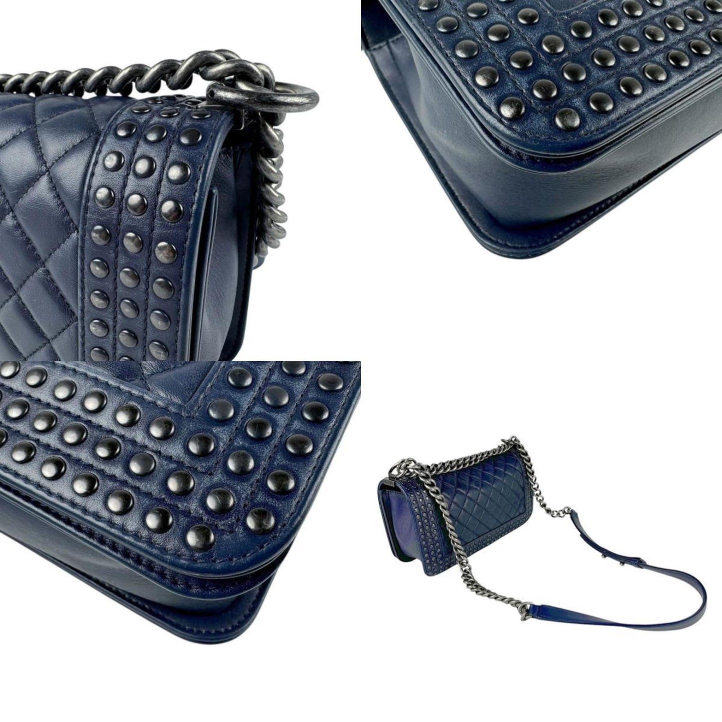 Chanel Sac Boy en cuir bleu