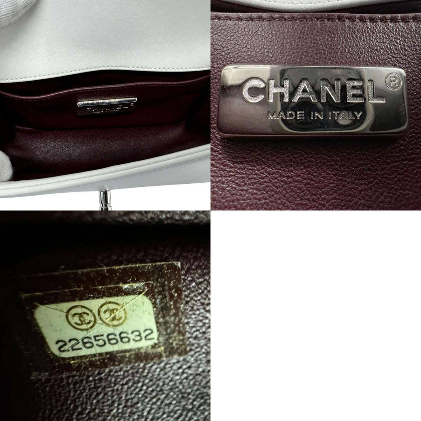 Chanel Sac Boy en cuir argent