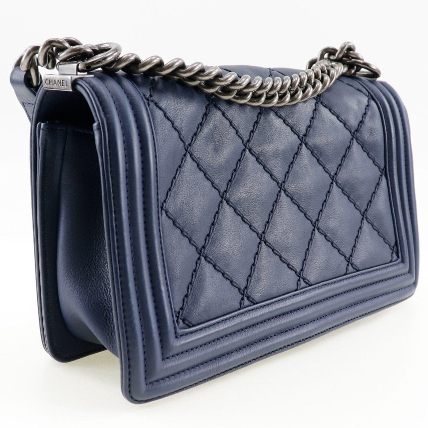Chanel Sac Boy en cuir bleu