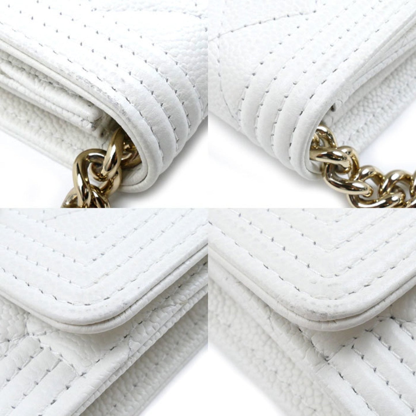 Chanel Sac Boy en cuir caviar blanc