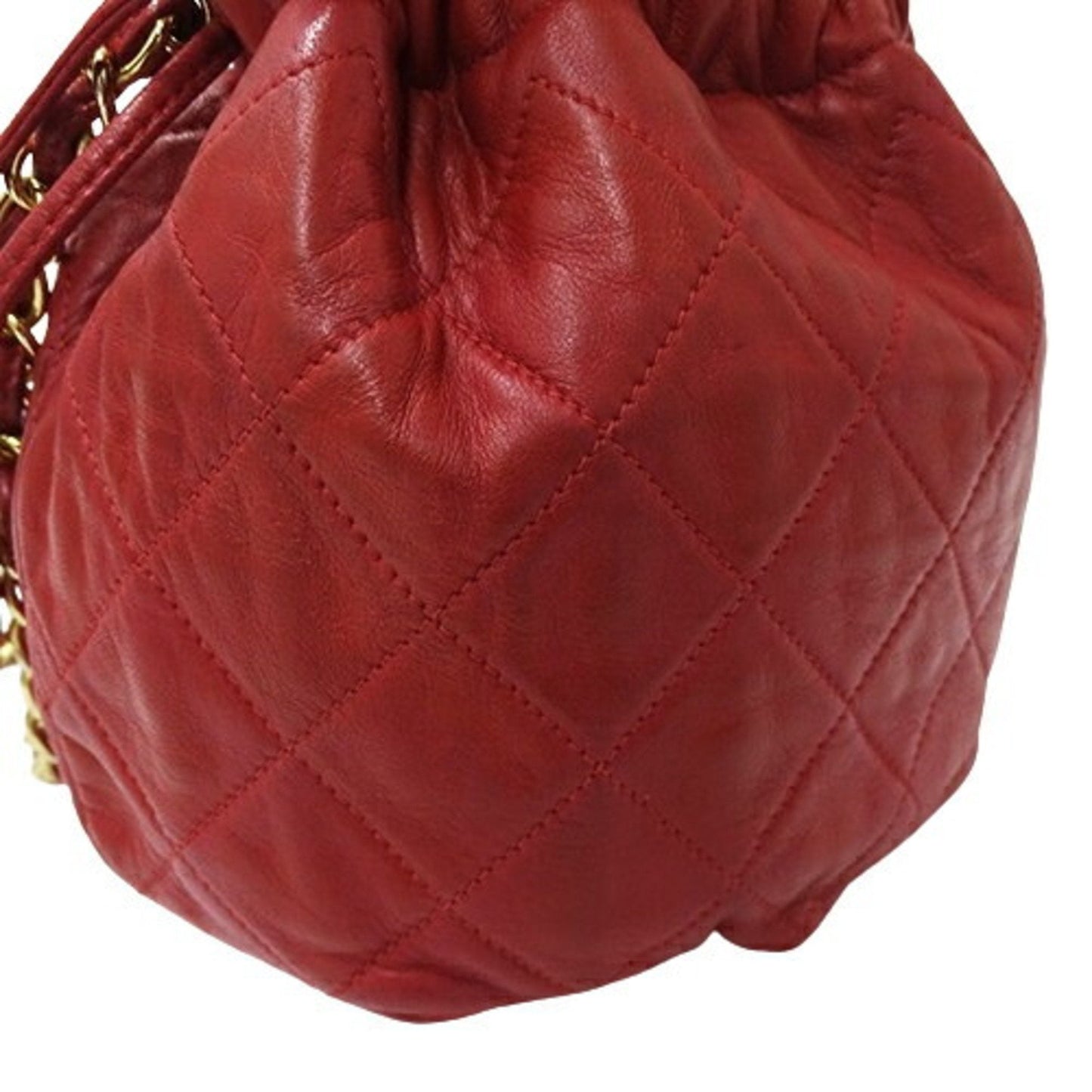 Chanel Sac Bucket en cuir rouge