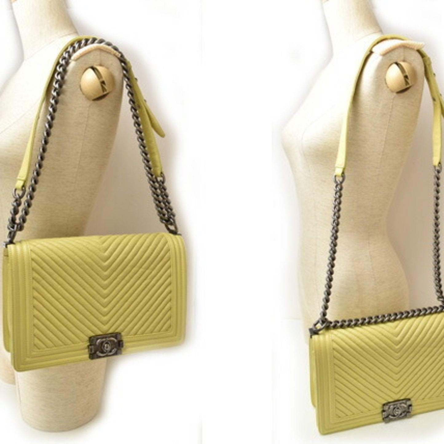 Chanel Sac Boy en cuir jaune