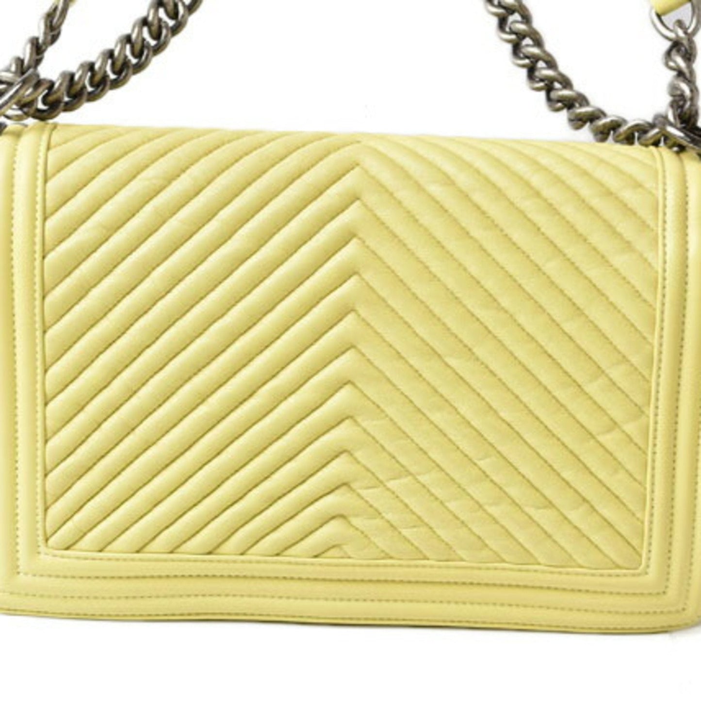 Chanel Sac Boy en cuir jaune