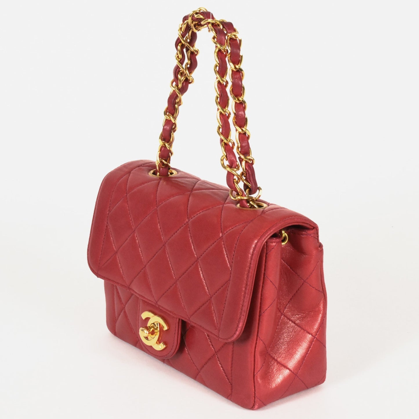 Chanel Sac Single Flap en cuir rouge
