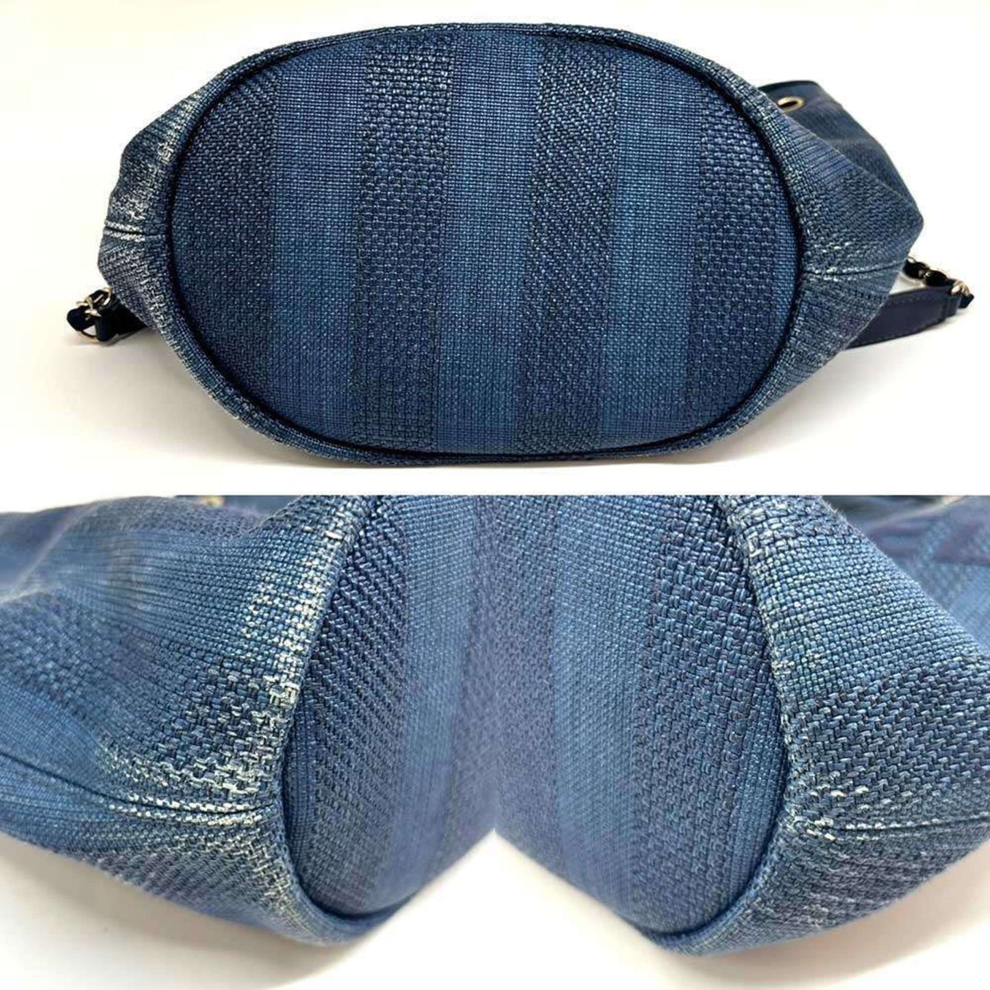 Chanel Sac Deauville en raphia bleu