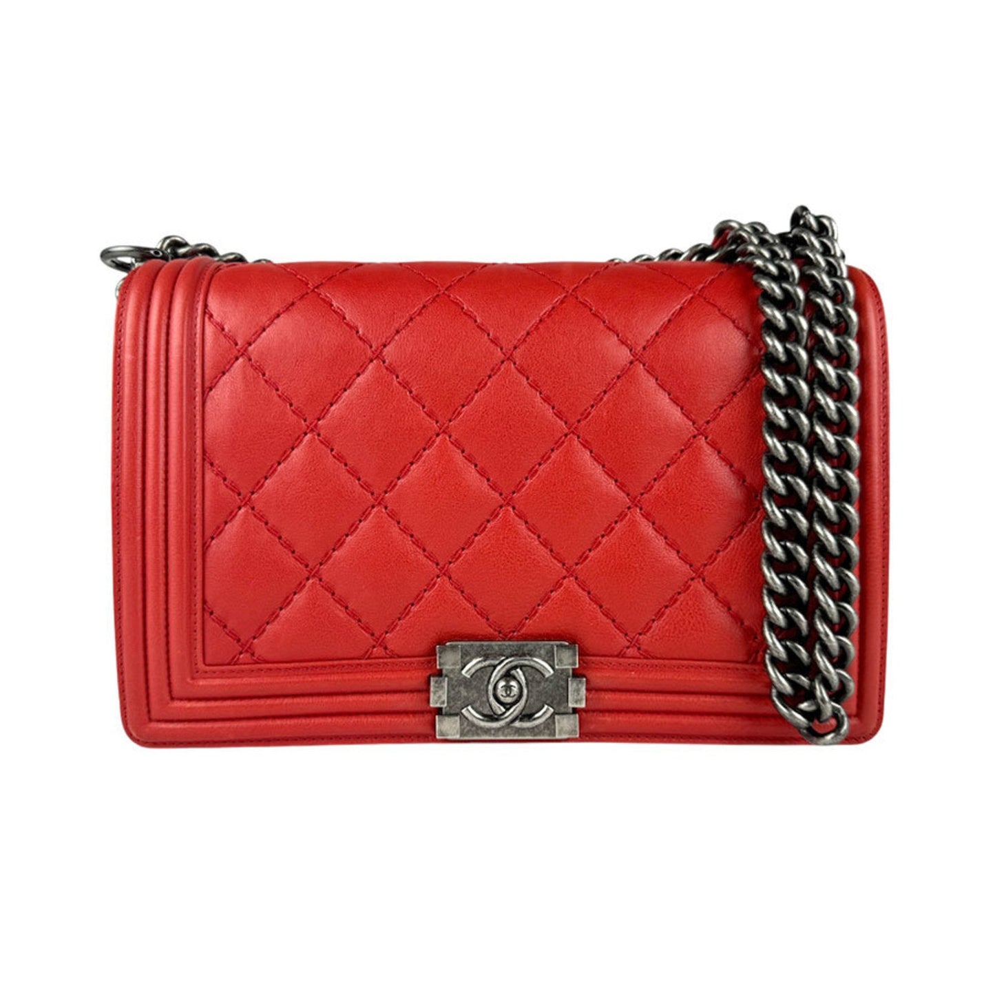 Chanel Sac Boy en cuir rouge