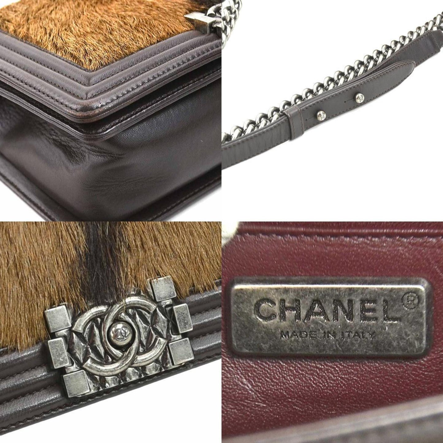Chanel Sac Boy en cuir marron