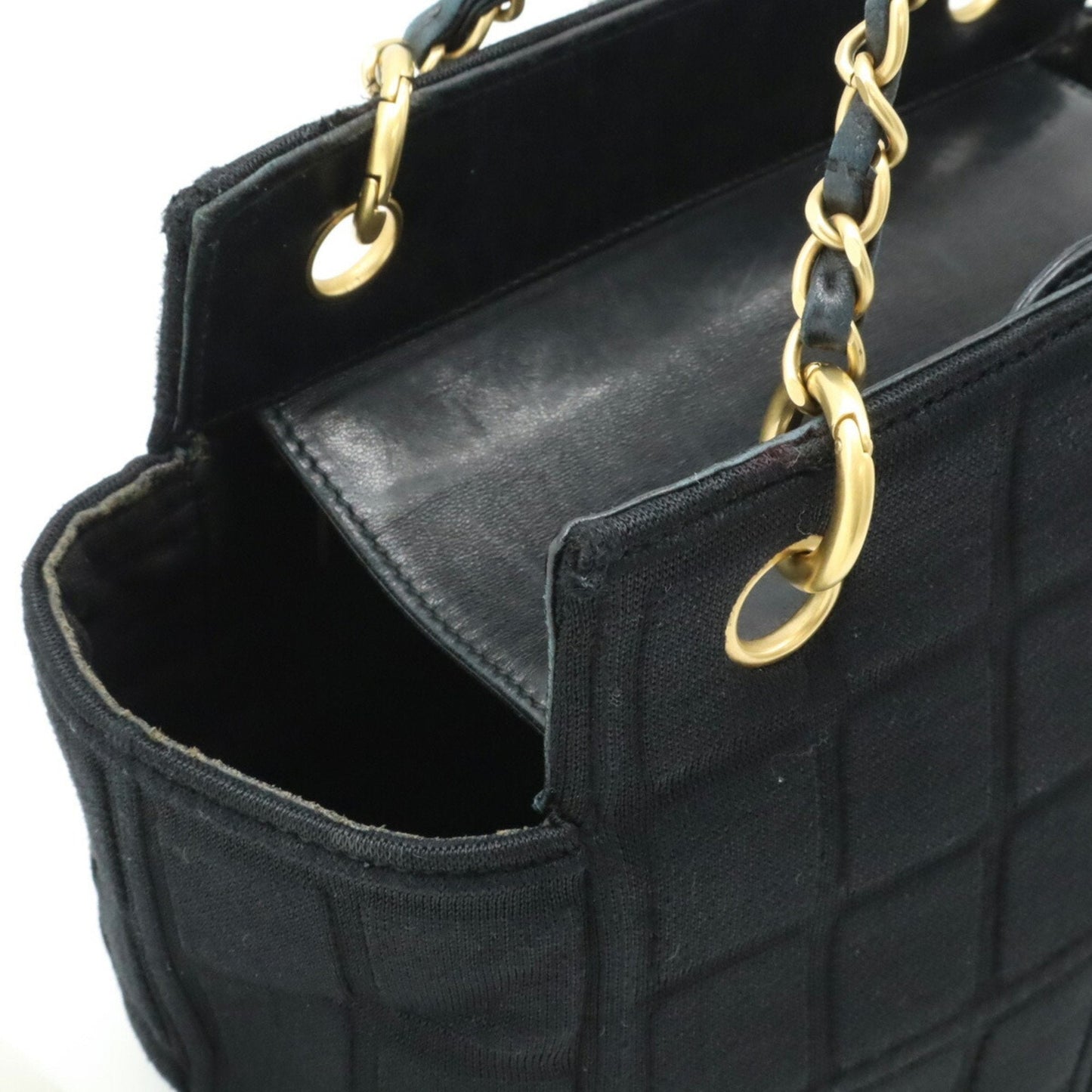 Chanel Sac Chain Tote en coton noir
