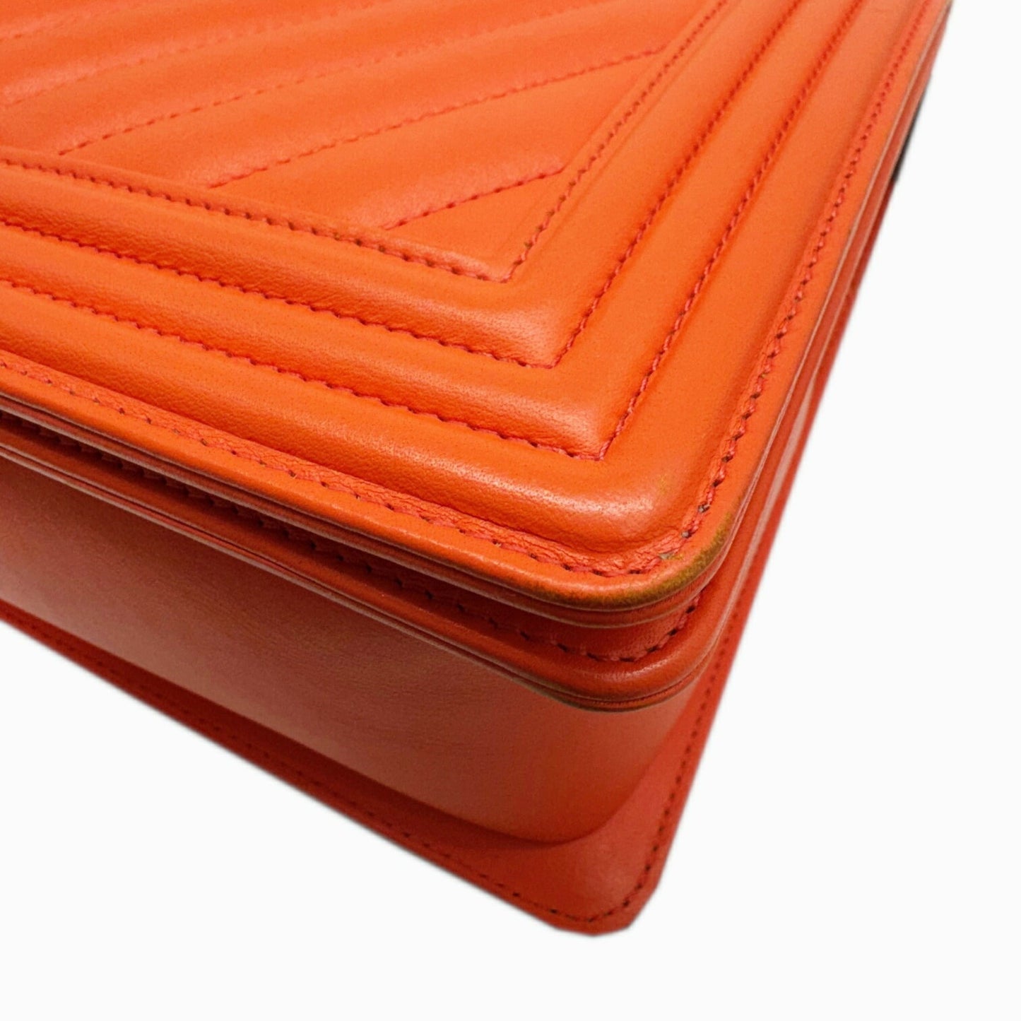Chanel Sac Boy en cuir orange