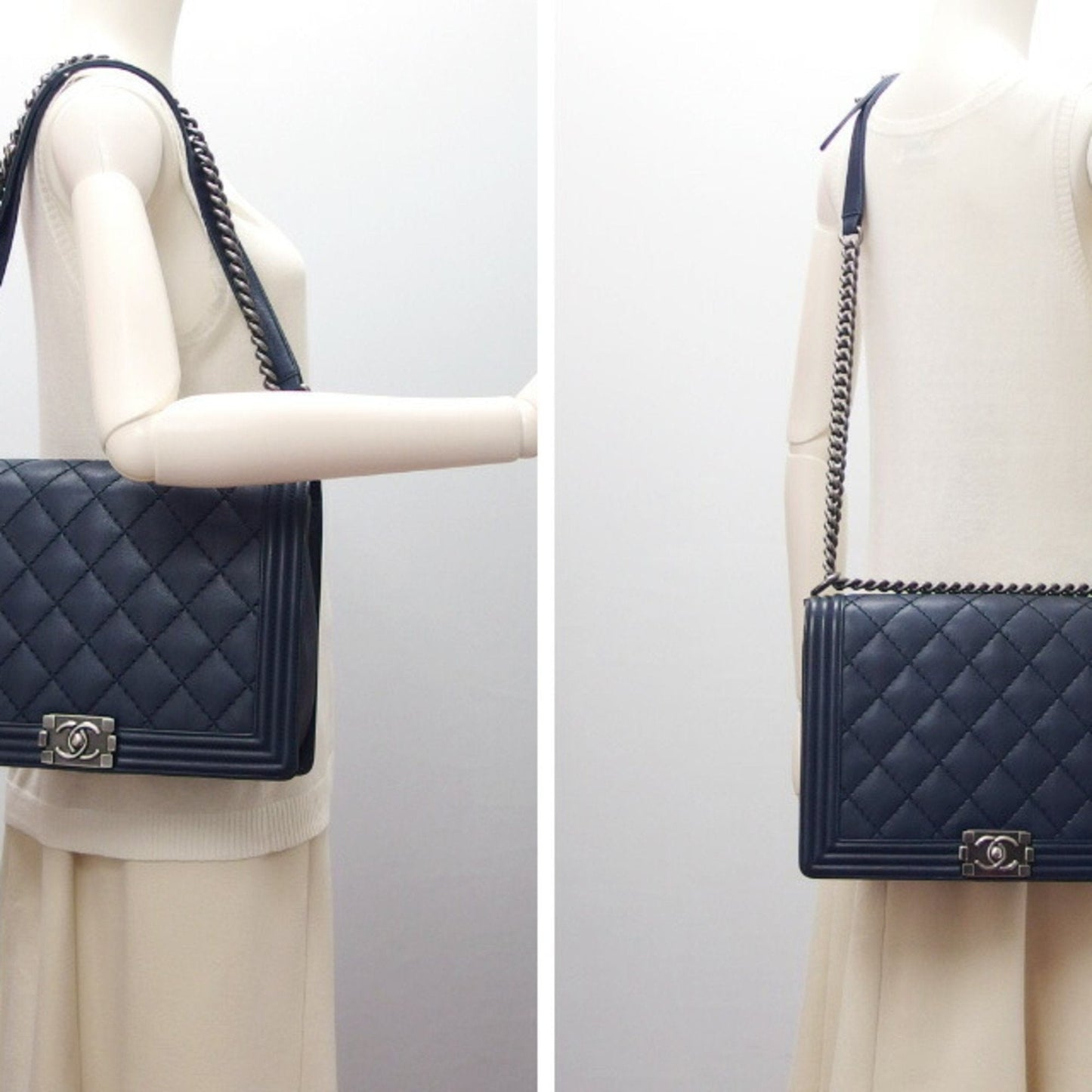 Chanel Sac Boy en cuir bleu