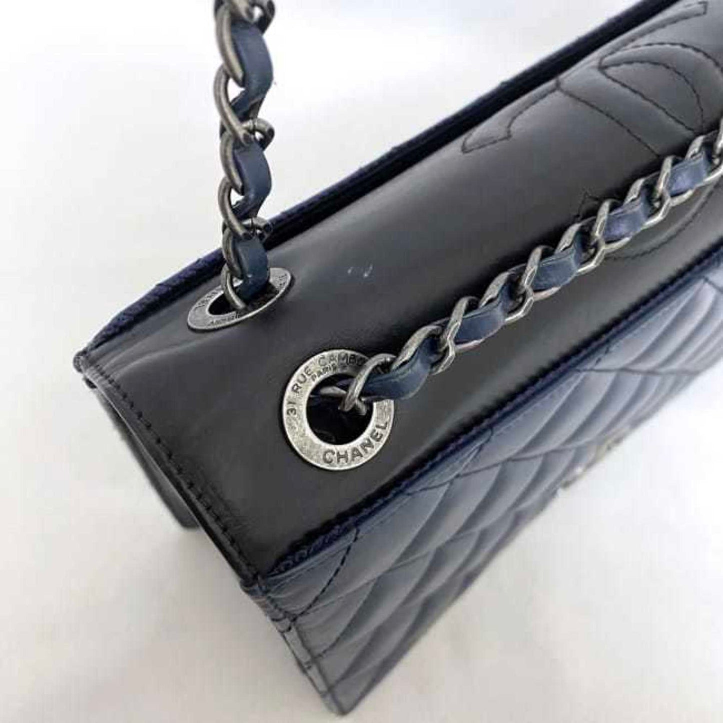 Chanel Sac Single Flap en cuir bleu