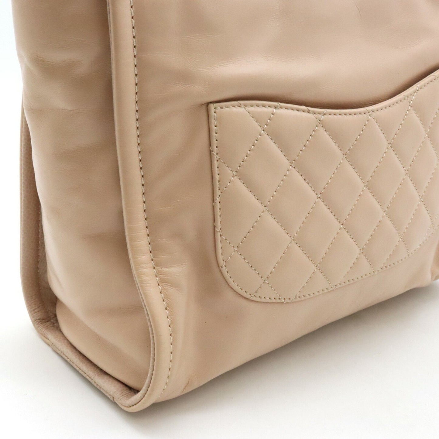 Chanel Sac Deauville en cuir beige