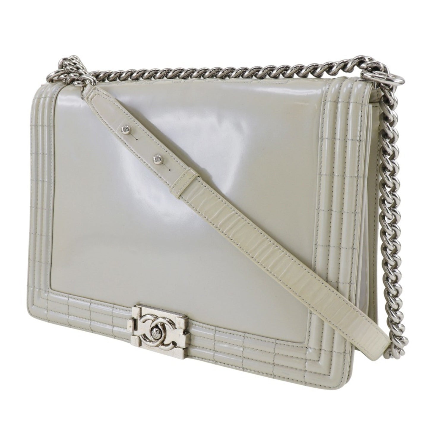 Chanel Sac Boy en cuir blanc
