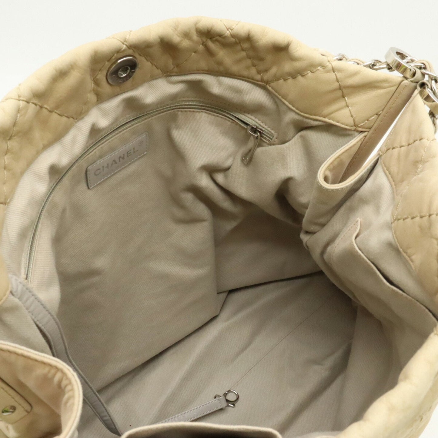 Chanel Sac Chain Tote en cuir beige