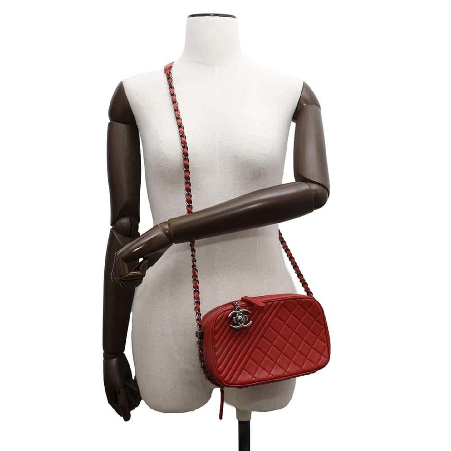 Chanel Sac Boy en cuir rouge