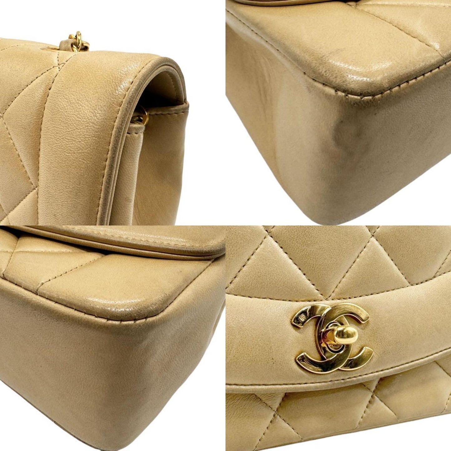Chanel Sac Diana en cuir beige