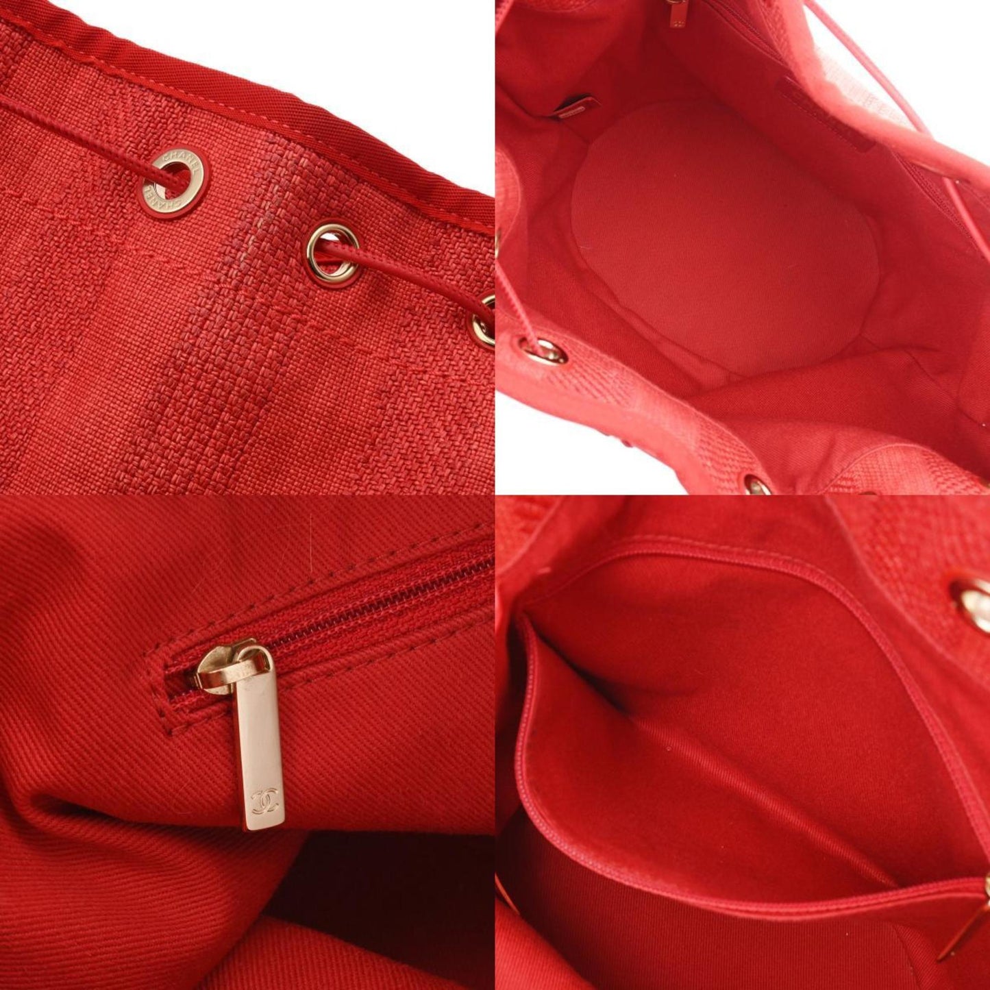 Chanel Sac Deauville en paille rouge