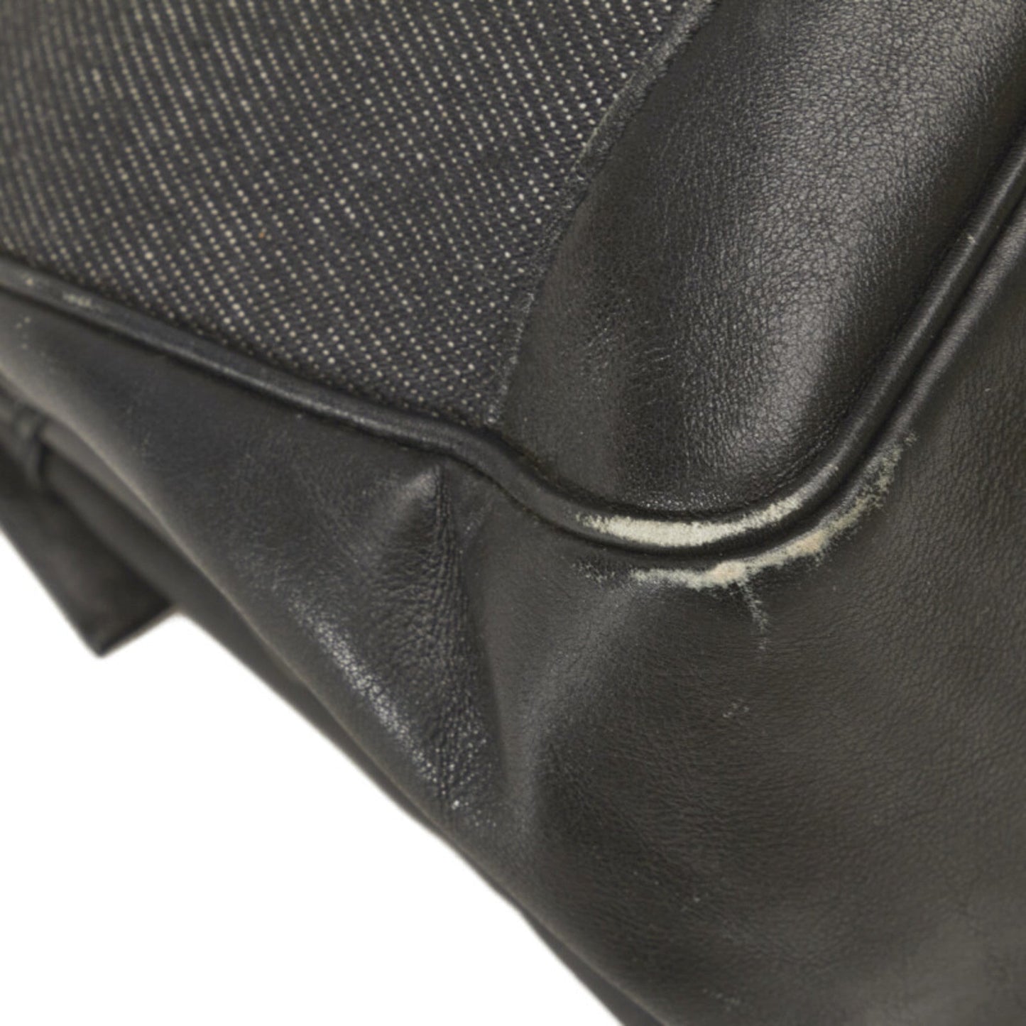 GUCCI Charm Handbag 92726 Black Canvas Leather Women's