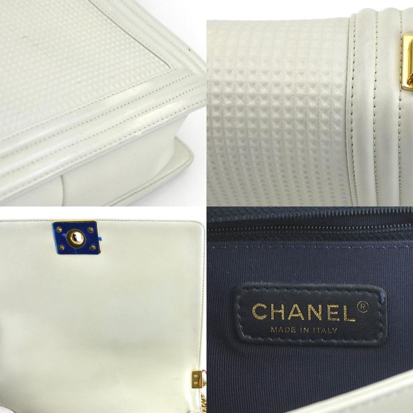 Chanel Sac Boy en cuir blanc