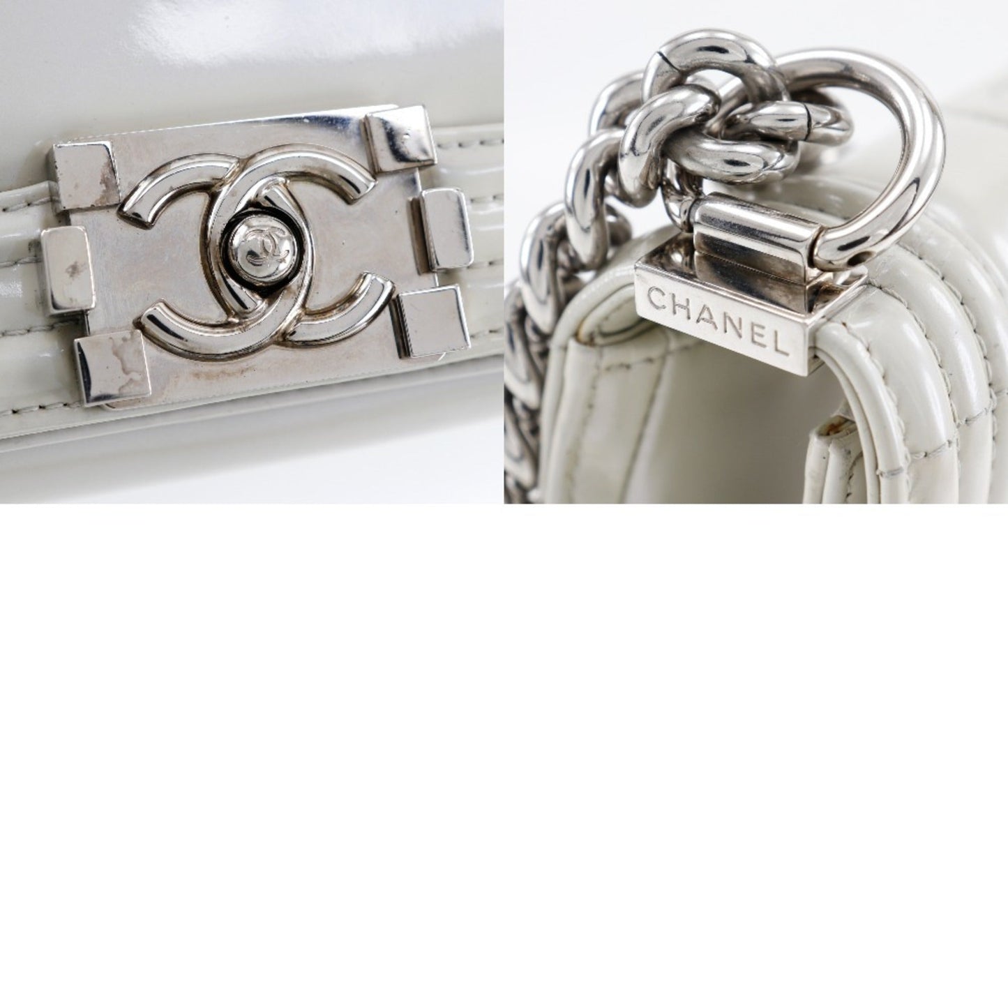 Chanel Sac Boy en cuir blanc