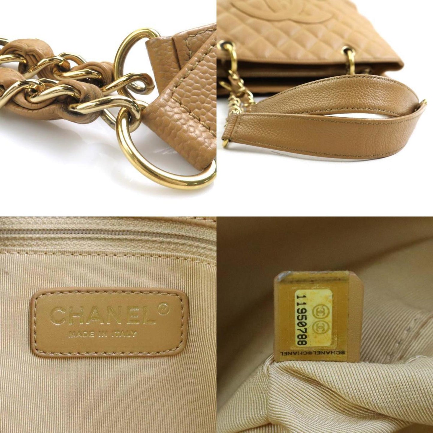 Chanel Sac GST en cuir caviar beige