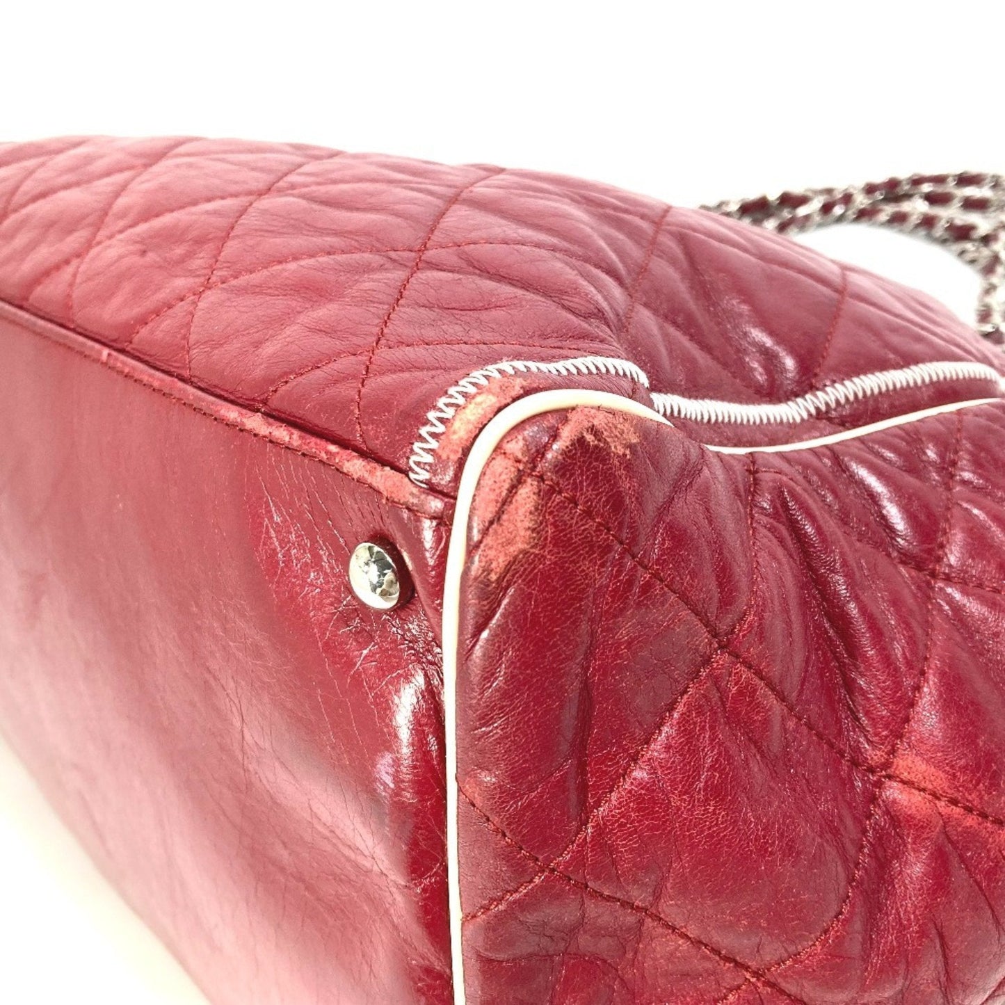 Chanel Sac Chain Tote en cuir rouge