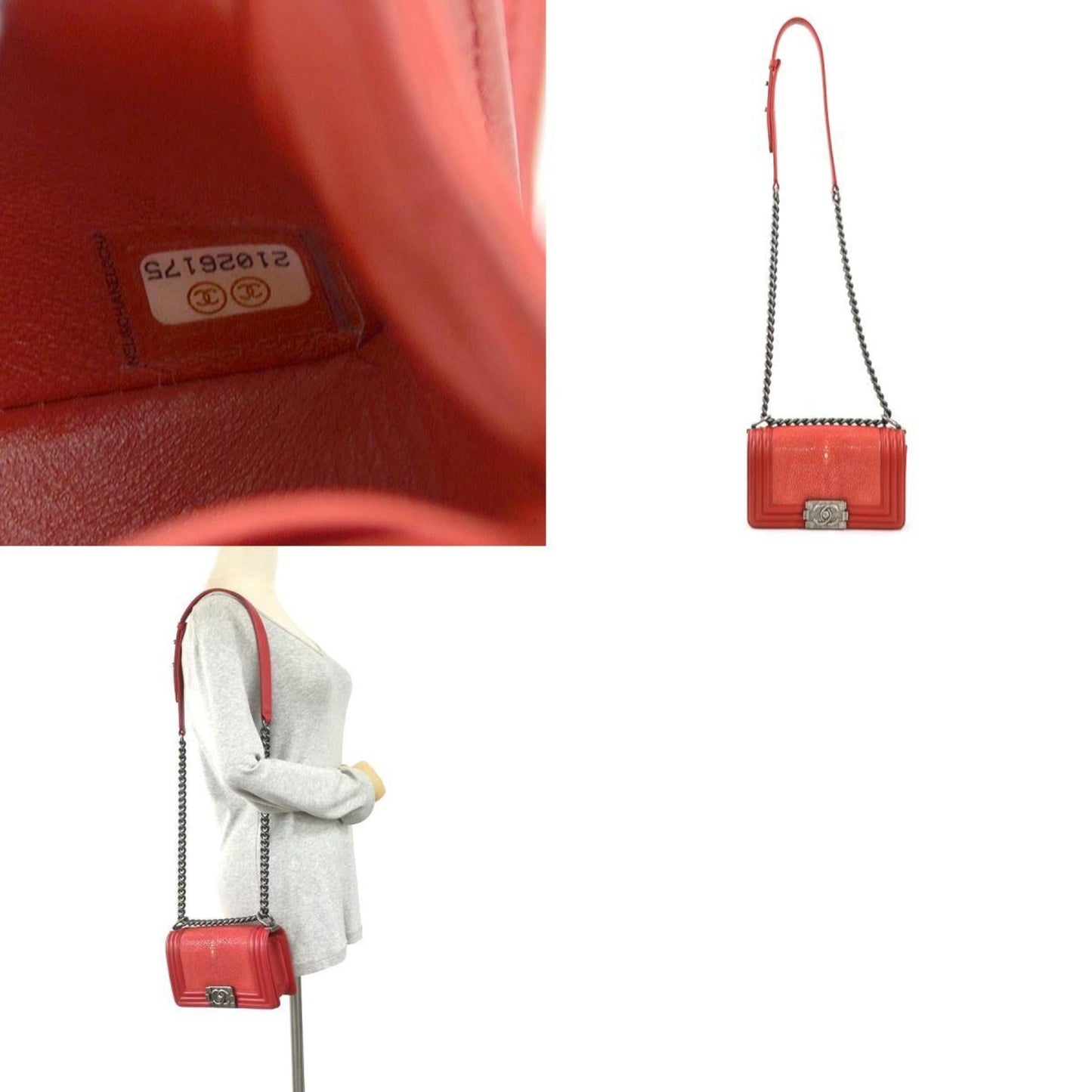 Chanel Sac Boy en cuir rouge