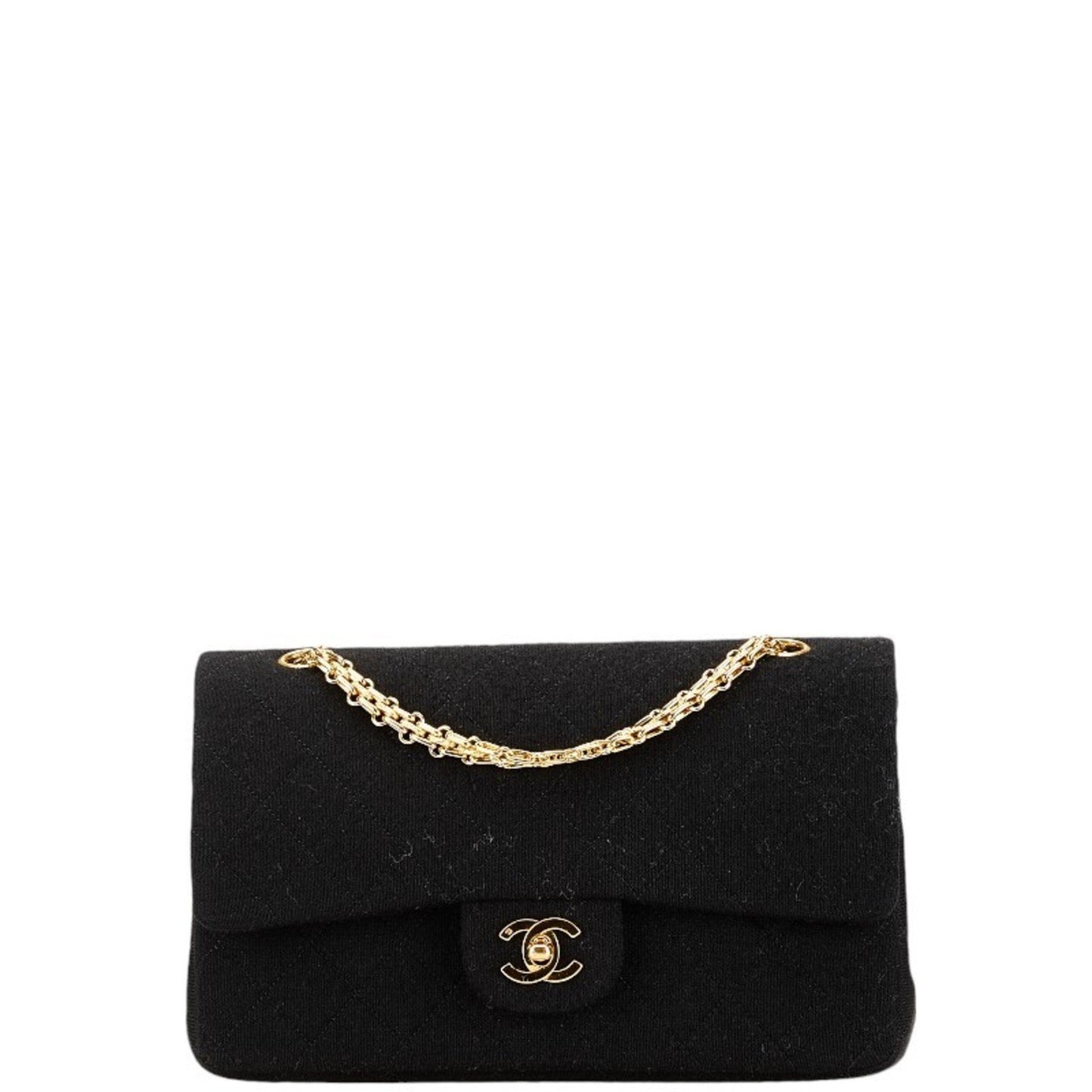 Chanel Sac Double Flap en coton noir
