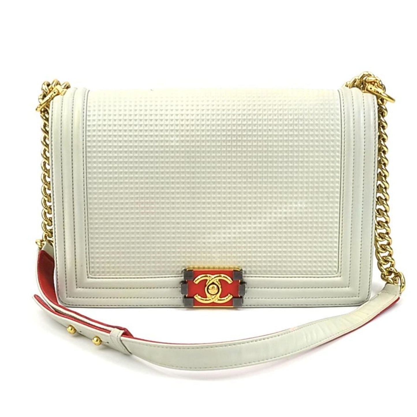 Chanel Sac Boy en cuir blanc