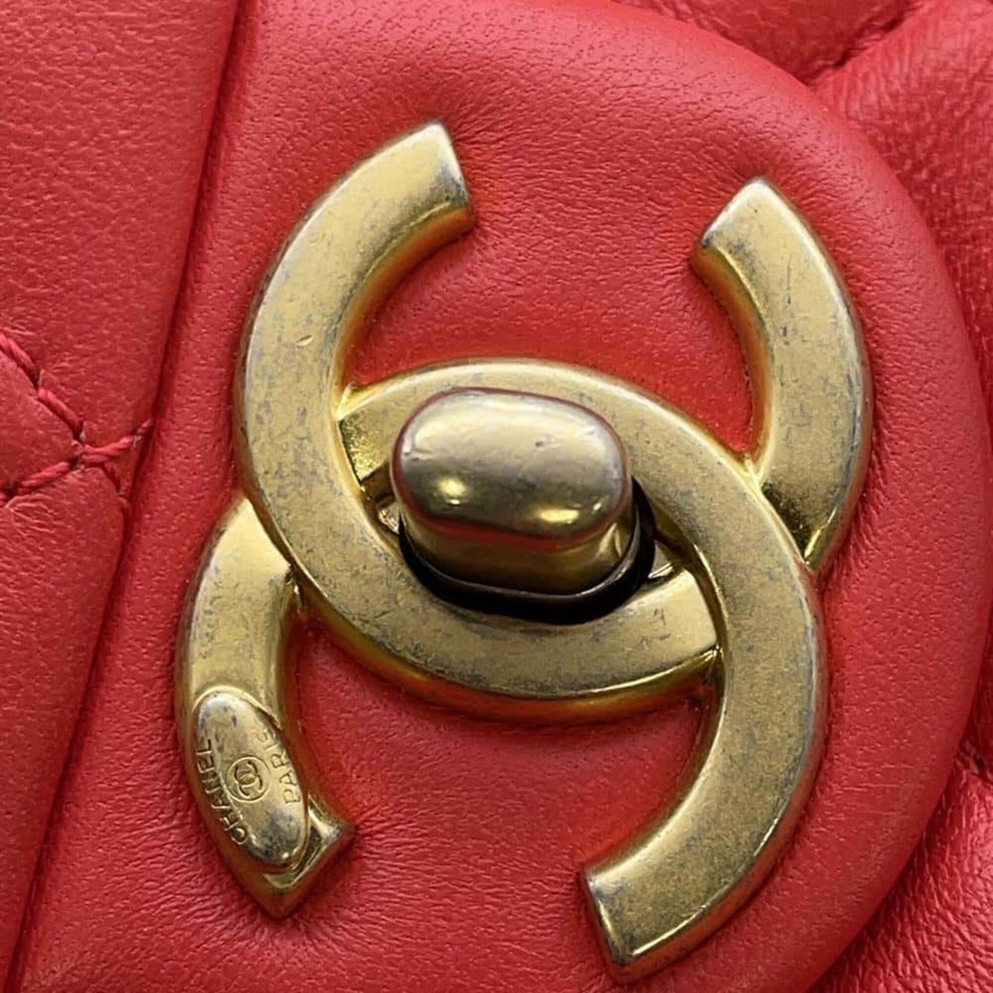 Chanel Sac Single Flap en cuir rouge