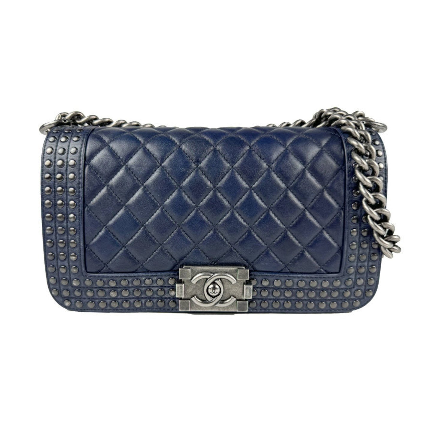 Chanel Sac Boy en cuir bleu