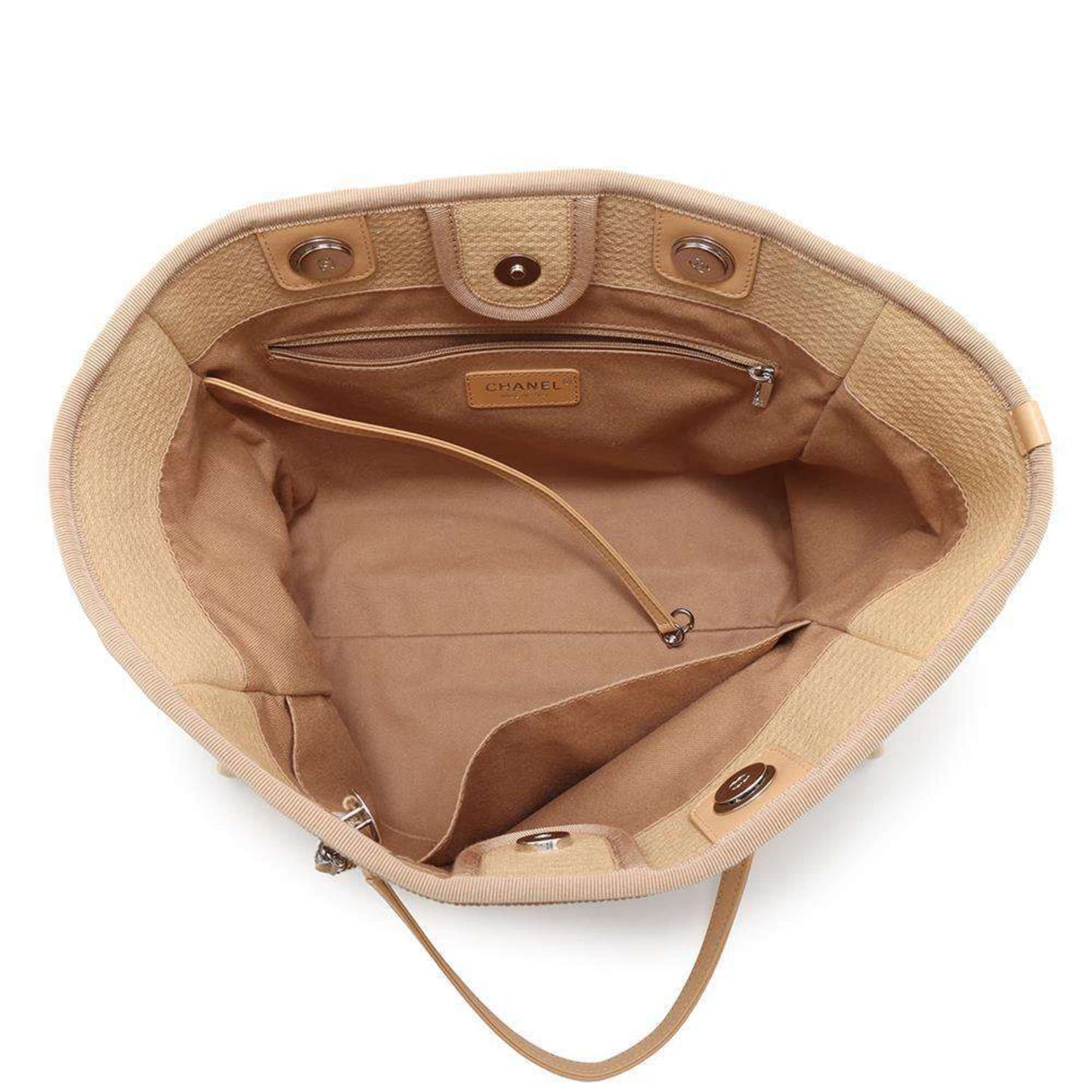 Chanel Sac Deauville en toile beige